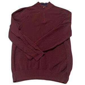 Club room men’s size XL burgundy half zip high neck long sleeve knit shirt GUC